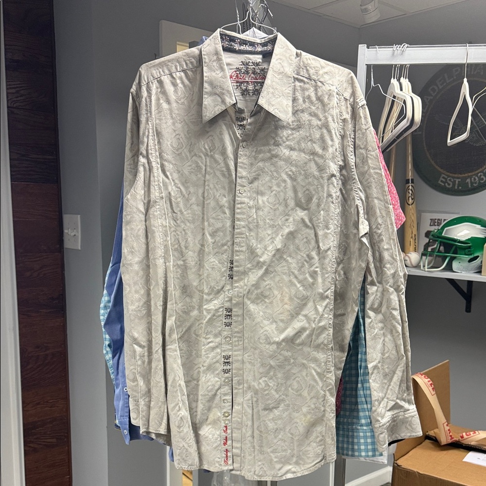 Robert Graham Beige Patterned Long Sleeve Shirt